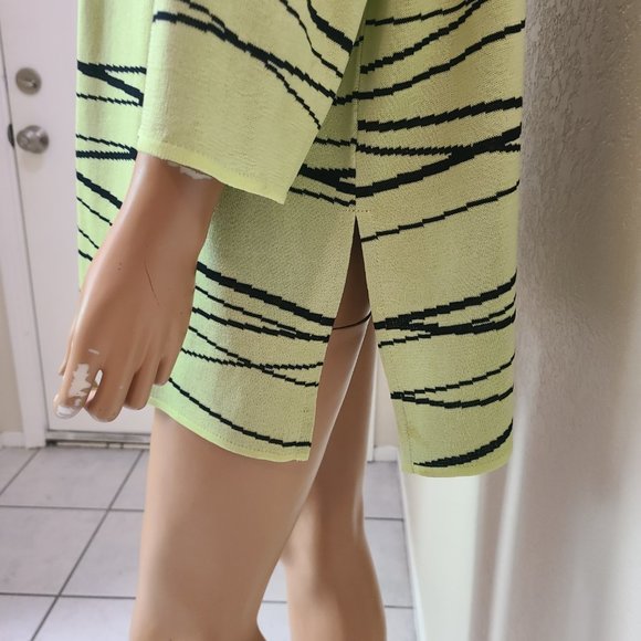Ming Wang Green and Black Striped Cardigan - Picture 5 of 7